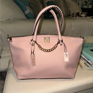 Victoria's Secret Light Pink Tote with Gold Chain
